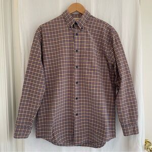 J. Khaki Plaid Casual Button Up Shirt